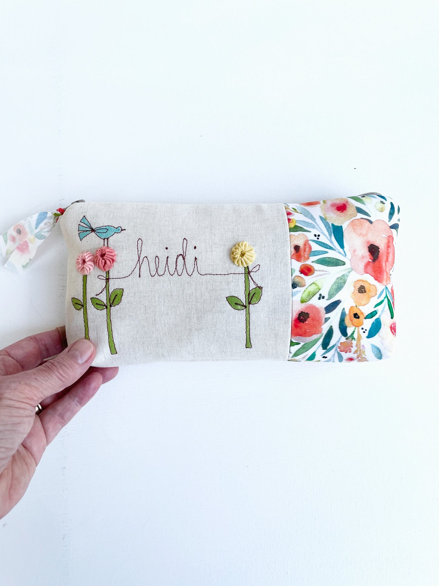 Floral Personalized Cosmetic Bag