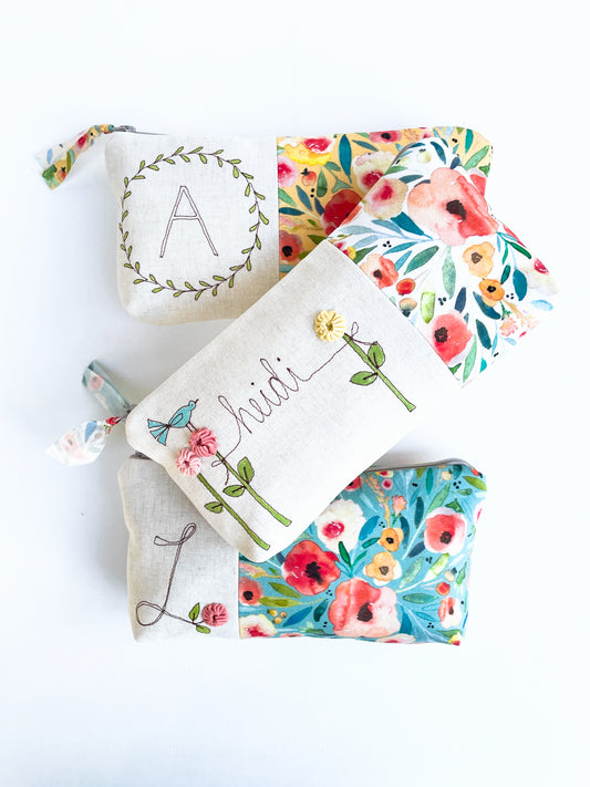 Floral Personalized Cosmetic Bag