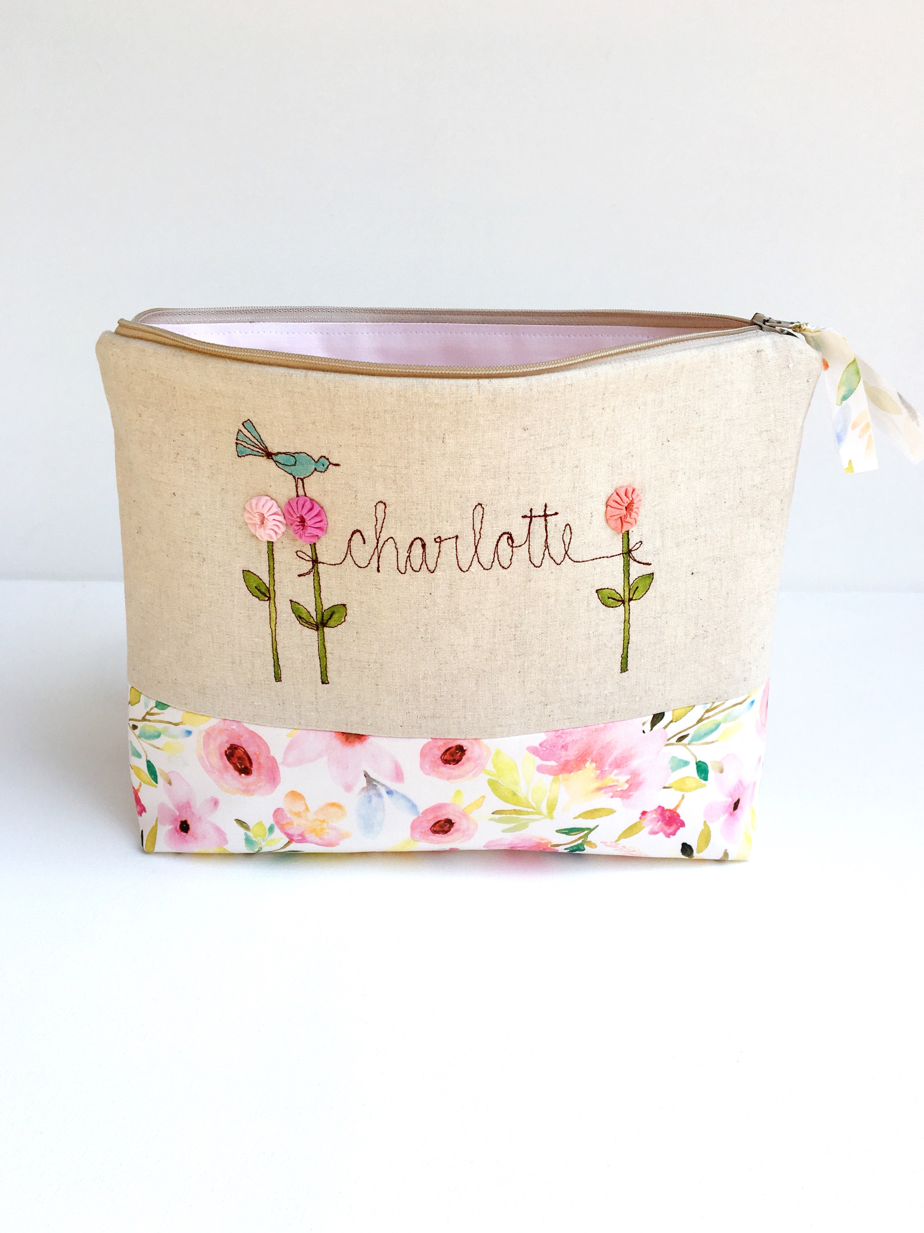 Large Personalized Cosmetic Bag – Mama Bleu Designs