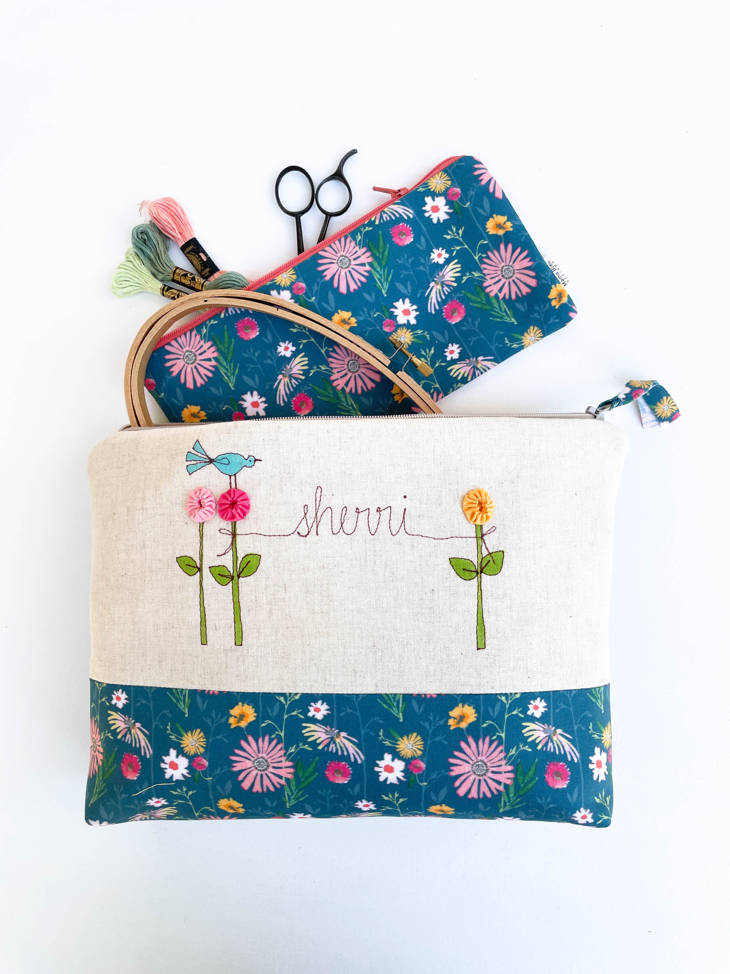 Personalized Floral Project Bag – Mama Bleu Designs