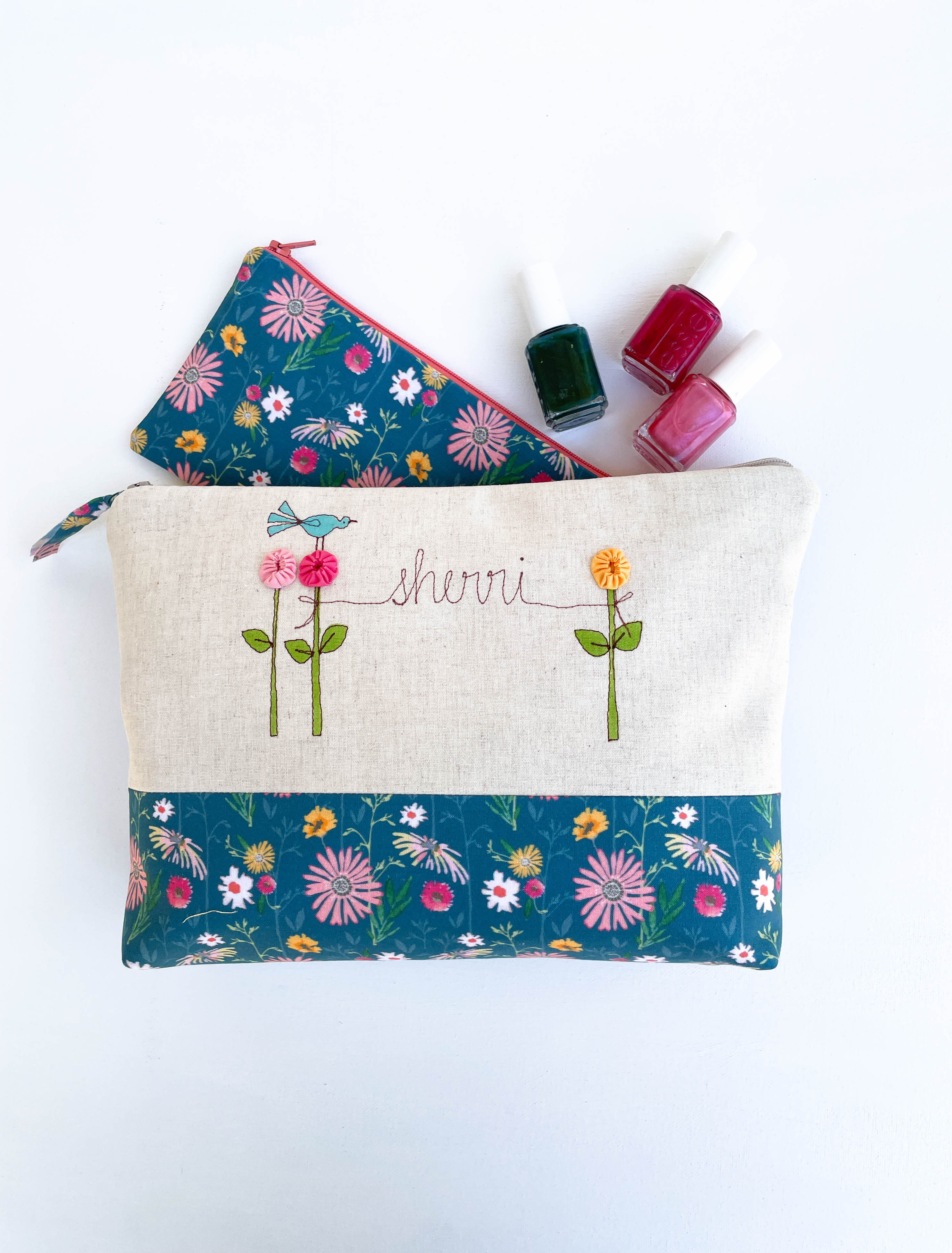 Personalized Floral Project Bag – Mama Bleu Designs